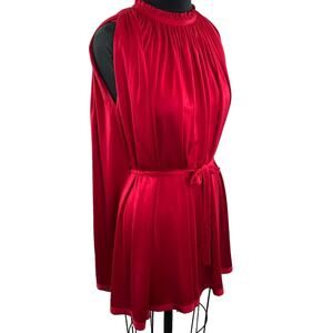 JAY GODFREY Cape Red Stretch Straight Belted Cocktail Dress Size 2 S Small WOW